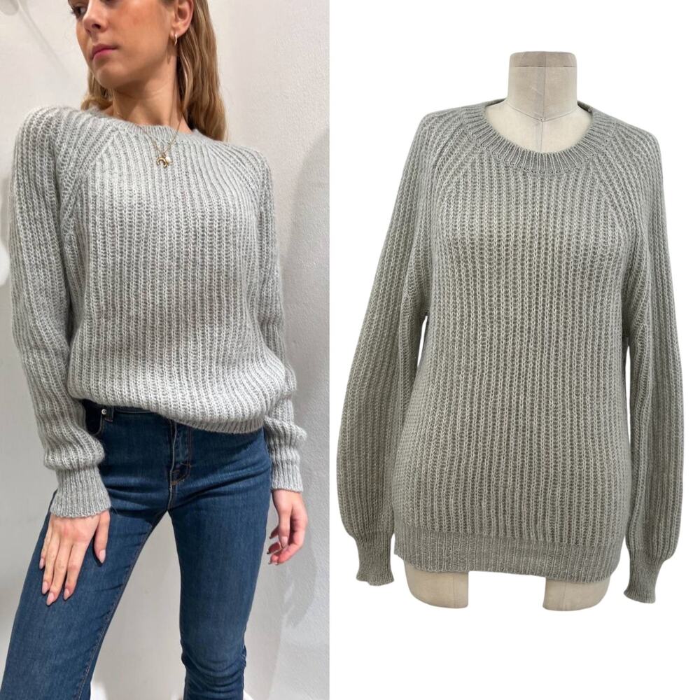 Vicolo Crewneck Sweater Balloon Sleeve Knit Mohair‎ Acrylic Grey One Size